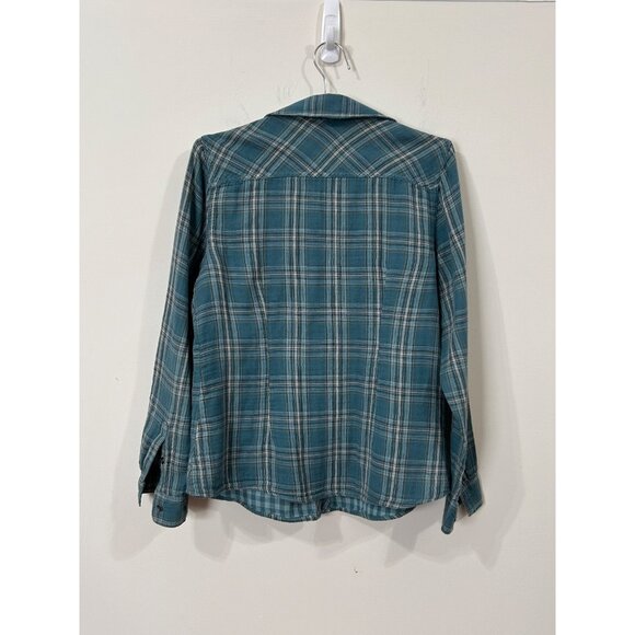 Sonoma Life + Style Women’s M Teal Plaid Flannel Button Down Shirt Long Sleeve - Picture 2 of 9